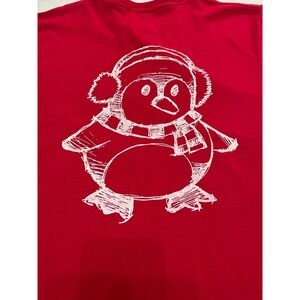 Hanes Nano Graphic T-Shirt Red with Snowman on the back Size M